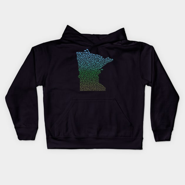 Minnesota State Outline Maze & Labyrinth Kids Hoodie by gorff